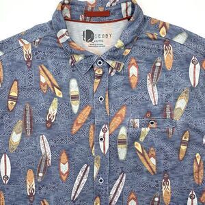 Nicoby Men's Short Sleeve Button Up XXL 2XL Surf Surfboard Floral Hawaiian Modal